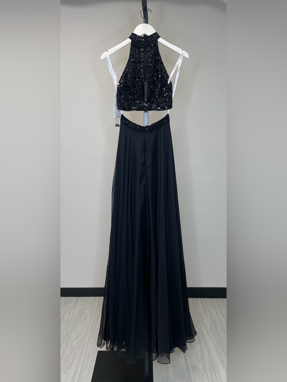 Sherri Hill Black Beaded Two-Piece Prom Gown